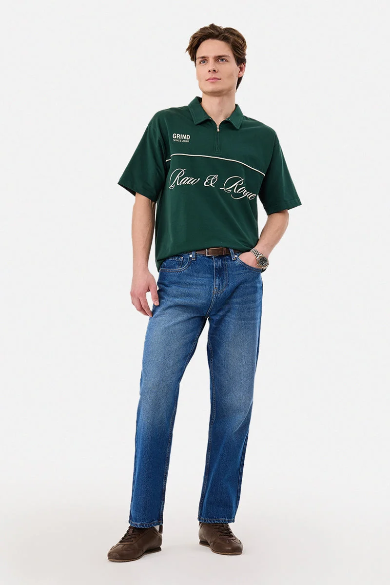 سنيتش Straight Fit Washed Jeans